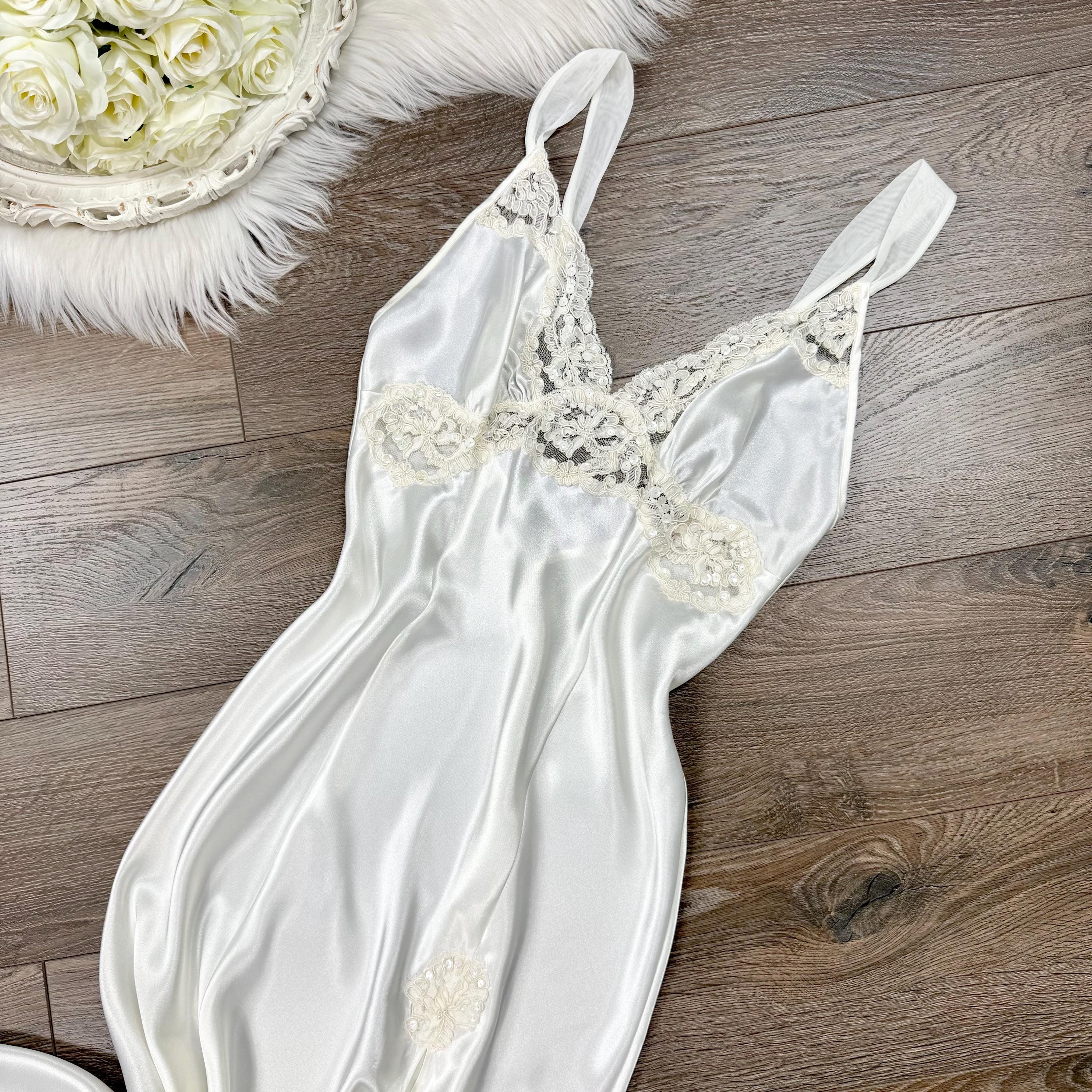Sz XS Vintage 90s Victorias Secret White Bridal Wedding Silky