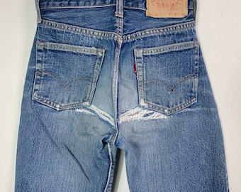 XXS/22 Vintage 302 Selvedge Big E Medium Dark Wash Slim Fit Straight Leg Petite Levis