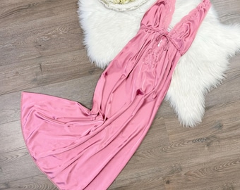 Sz XS Vintage Christian Dior Pink Silky Lingerie Slip Dress