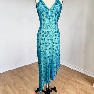 Sz M Vintage Y2K Cache Teal Pure Silk Beaded Asymmetrical Party Cocktail  Prom Dress - Etsy