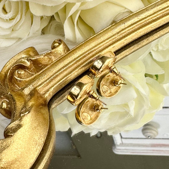 Vintage Givenchy Periwinkle Gold Oval Pierced Stu… - image 6