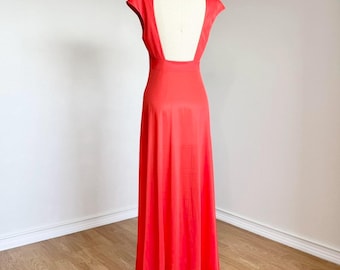 Sz S Vintage Miss Dior Deadstock Red Orange Nylon Silky Lingerie Slip Dress