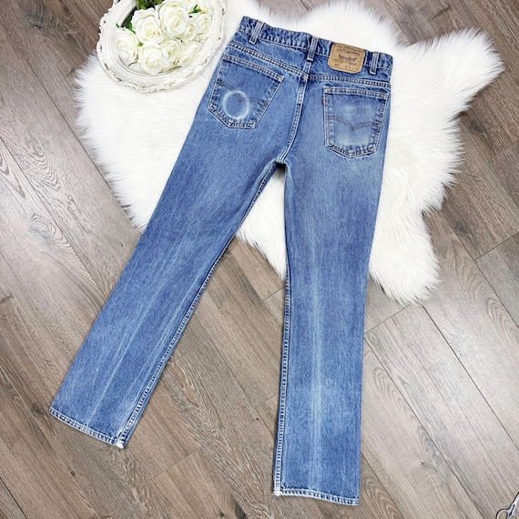 Sz 26/27 Vintage 517 Medium Wash Orange Tab Slim Fit Bootcut Flare Leg Levis