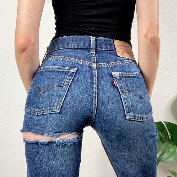 Dark Wash Distressed Booty Rip Slim Fit 