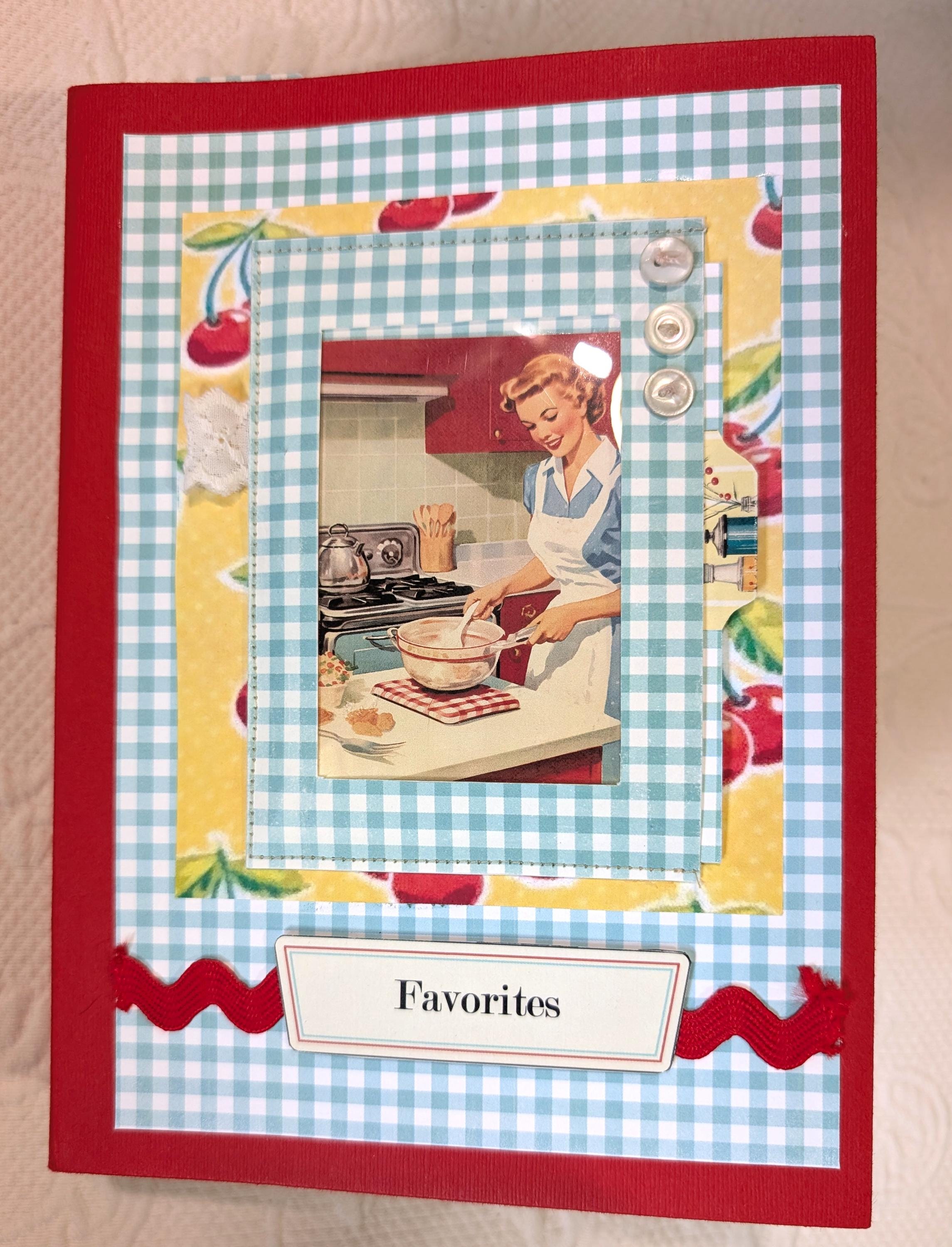 Handmade Retro Recipe Journal, Mid Century Kitsch Cookbook, Vintage Look Cookbook