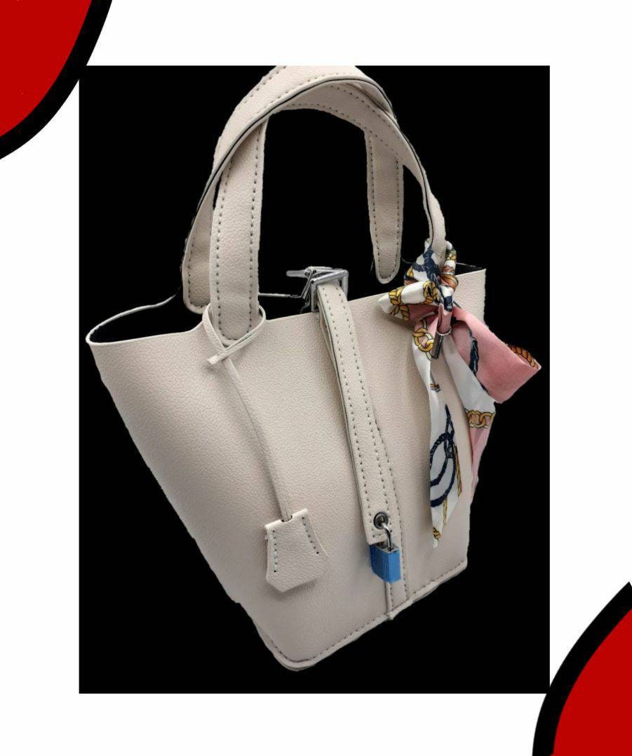 Top Grain Leather Lady Picotion Lock Totes Bag DIY Kit Taupe