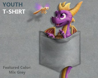 Youth T-Shirt: Purple Pyro "Pocket Protector"