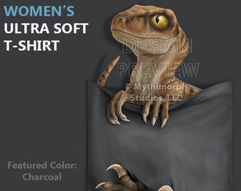 Women's Ultra Soft T-Shirt: Raptor [LOST WORLD] "Pocket Protector"