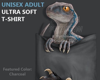 Adult Ultra Soft T shirt Raptor BLUE pocket Protector Etsy