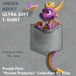 Adult- Ultra Soft T-Shirt: Purple Pyro "Pocket Protector"