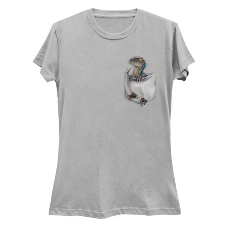 Women's Ultra Soft T-Shirt: Raptor BLUE Pocket Protector Silver