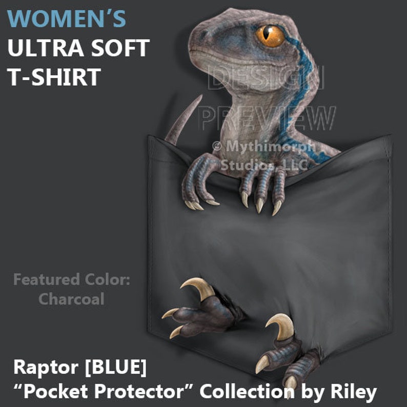 Women's Ultra Soft T-Shirt: Raptor BLUE Pocket Protector image 1