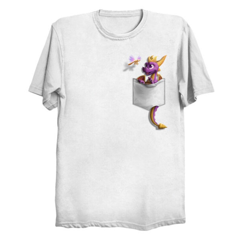 Youth T-Shirt: Purple Pyro Pocket Protector White