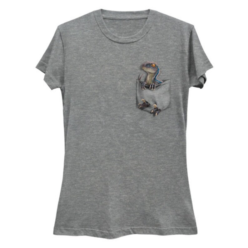 Women's Ultra Soft T-Shirt: Raptor BLUE Pocket Protector Mix Grey