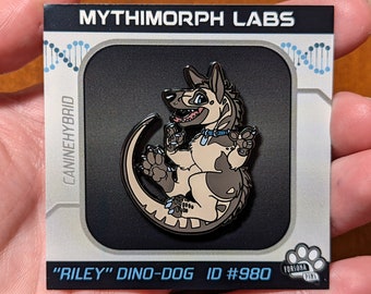Dino-Dog Enamel Pin "Riley"- [Fursona Pins #980] (First Edition)