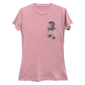 Women's Ultra Soft T-Shirt: Raptor BLUE Pocket Protector Pink