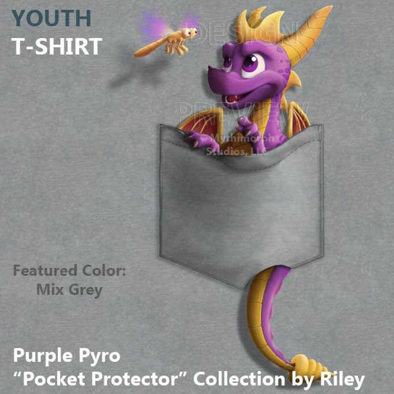 Youth T-Shirt: Purple Pyro Pocket Protector image 1