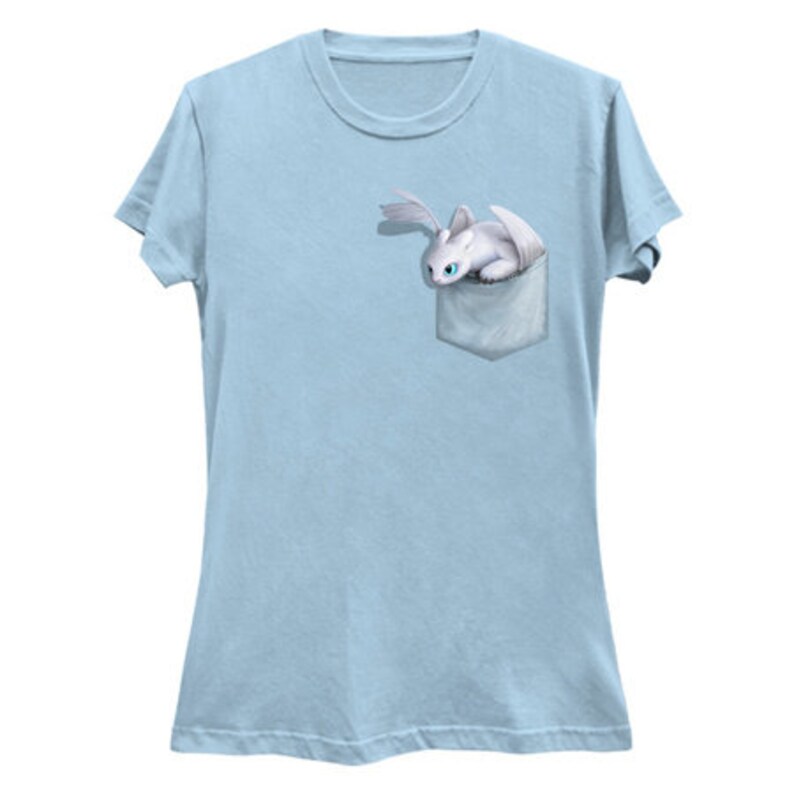 Women's Ultra Soft T-Shirt: Furious LIGHT Dragon Pocket Protector Ice Blue
