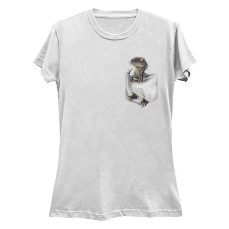 Women's Ultra Soft T-Shirt: Raptor BLUE Pocket Protector White