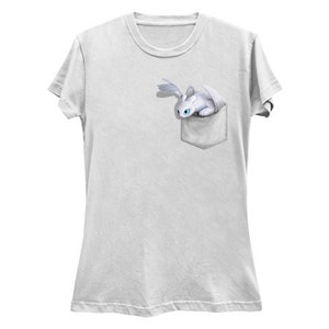 Women's Ultra Soft T-Shirt: Furious LIGHT Dragon Pocket Protector White