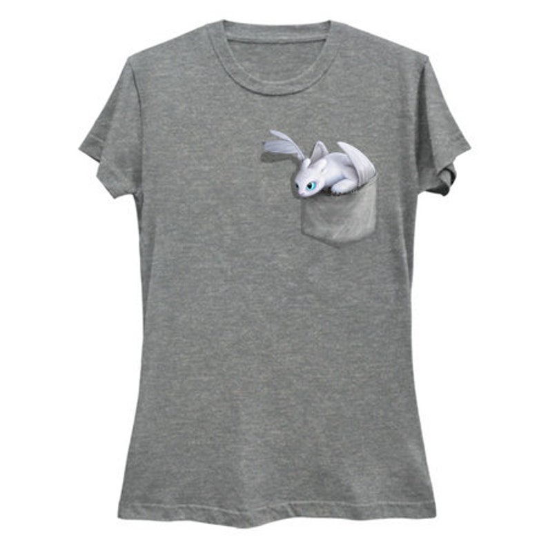 Women's Ultra Soft T-Shirt: Furious LIGHT Dragon Pocket Protector Mix Grey