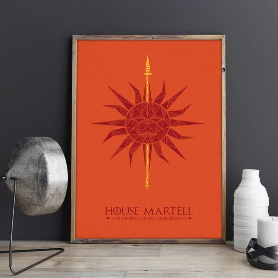 House Martell Banner Game of Thrones Poster House Martell Etsy