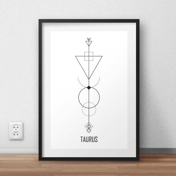 Taurus Print Geometric Astrology Decor Taurus Wall Art Etsy