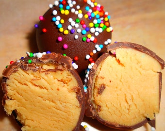 Peanut Butter Truffles, 1 Dozen, Homemade Truffles, Homemade Candy, Truffle candy,  Edible gift, Birthday Gift, Baked Goods, Candy Gift,
