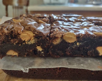 Peanut Butter Brownies, Homemade brownies, Baked Goods, Fudgy Brownies, Chocolate Peanut Butter Brownies, Edible Gift, Birthday Gift, Snack