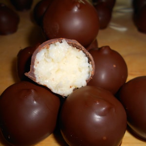 Coconut Truffles, Truffles, Homemade Candy, Coconut Candy, Holiday candy, Birthday Gift, Candy Gift, edible gifts, Bon Bons, Chocolate candy