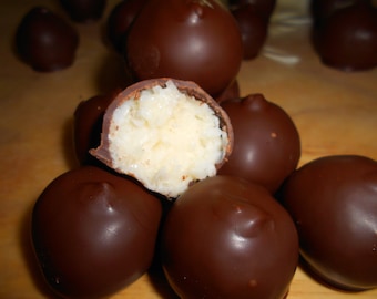 Coconut Truffles, Truffles, Homemade Candy, Coconut Candy, Holiday candy, Birthday Gift, Candy Gift, edible gifts, Bon Bons, Chocolate candy