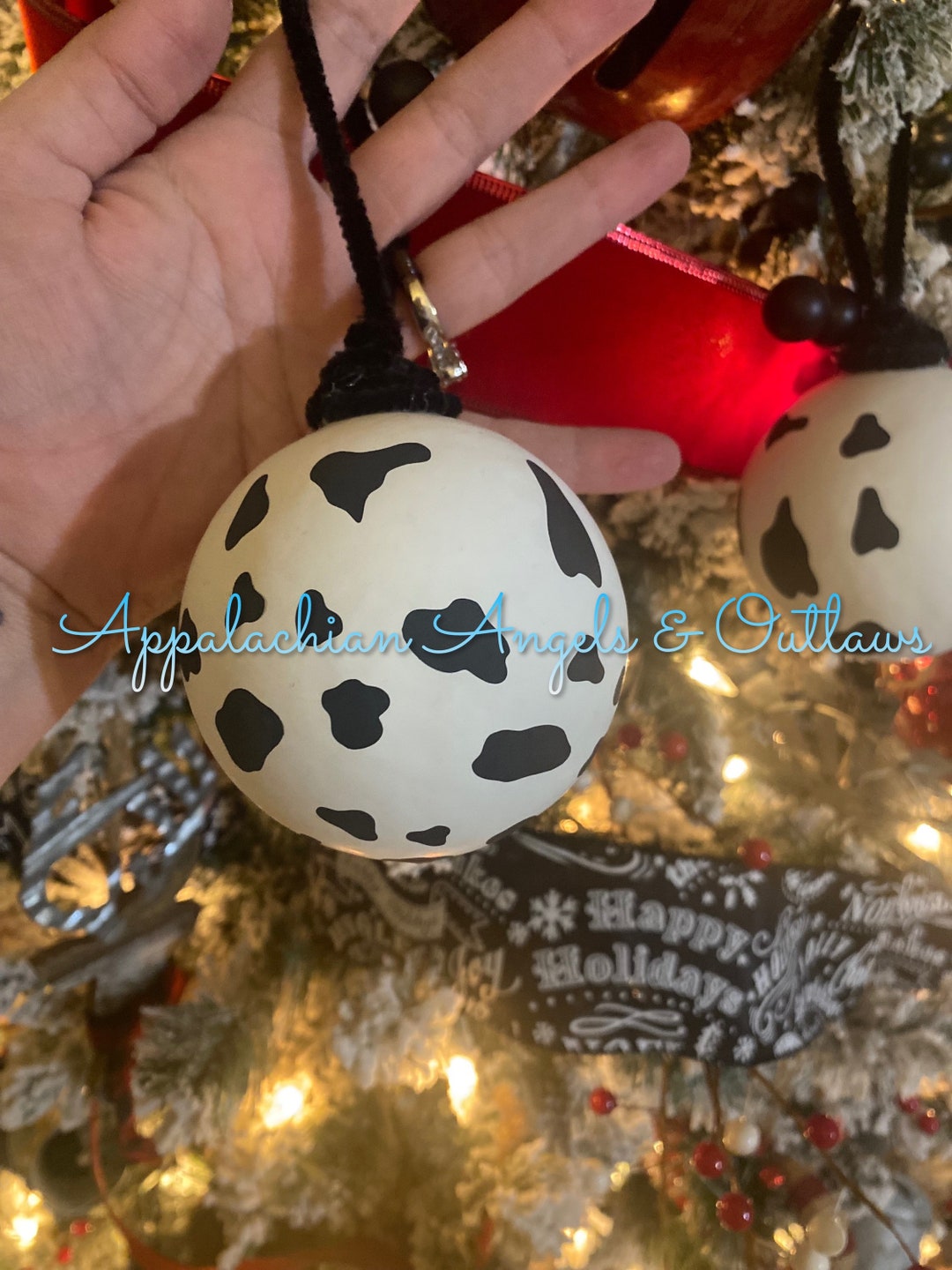 Cow Print Christmas Ornaments Etsy