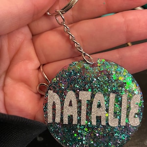Personalized custom glitter keychain with name