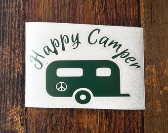 HAPPY CAMPER BUS Vinyl Sticker Bear Mountain Hiking Camping Camp Decal ...