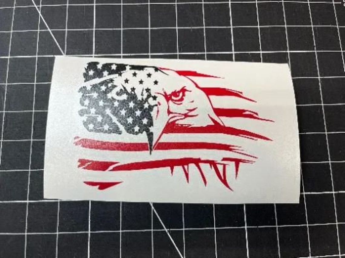 Two Color Decals TWO COLOR Eagle Face Distressed Flag Vinyl Decal - Etsy