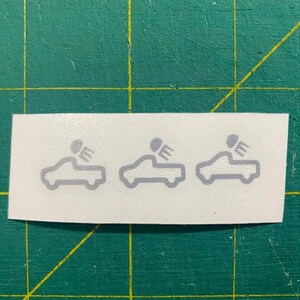 May include: Three gray car icons with a windshield wiper symbol on a white background. The icons are arranged in a row.