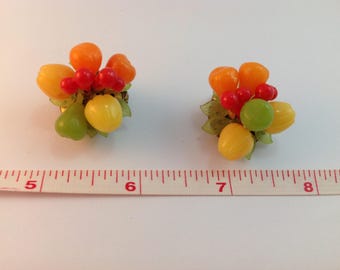 Vintage Clip Earrings Plastic