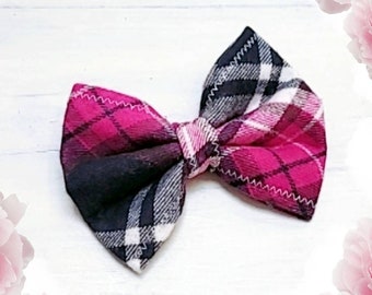 NAVY & FUSCHIA PLAID flannel bow tie