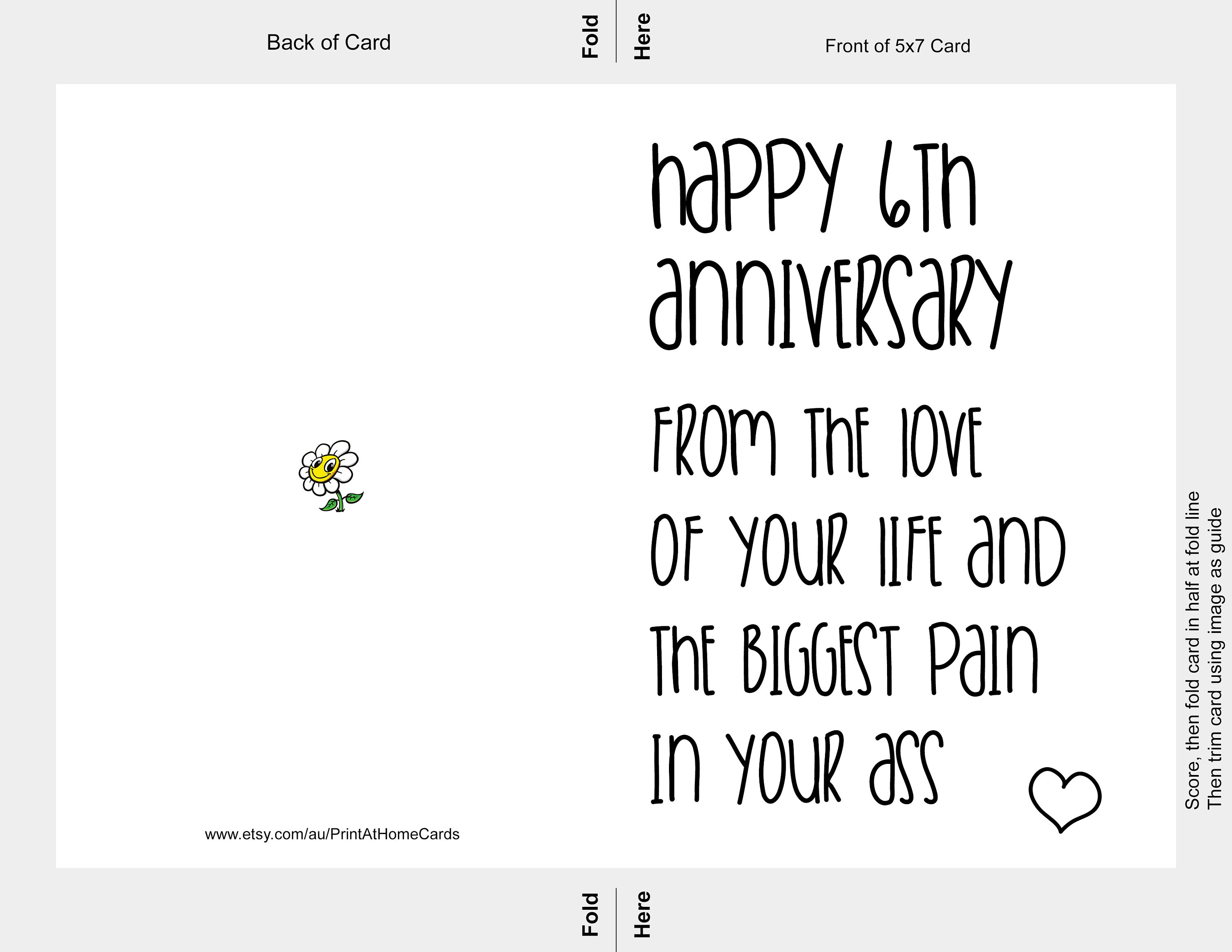 Sixth Anniversary Card 6 Year Anniversary For Boyfriend | Etsy