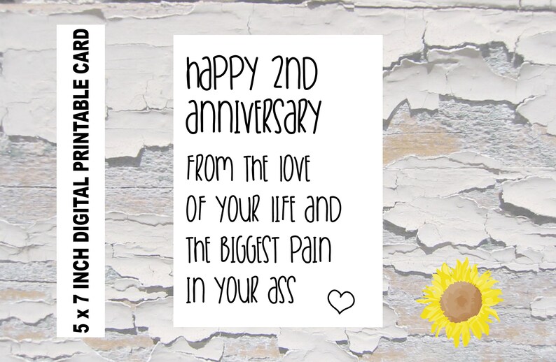 Tarjeta de segundo aniversario 2 aniversario para novio Etsy