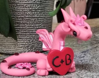PERSONALIZED SWEETHEART DRAGON – unique Valentine gift, Valentine's Day, statue, sculpture, fantasy, creature, medieval, gift for him or her