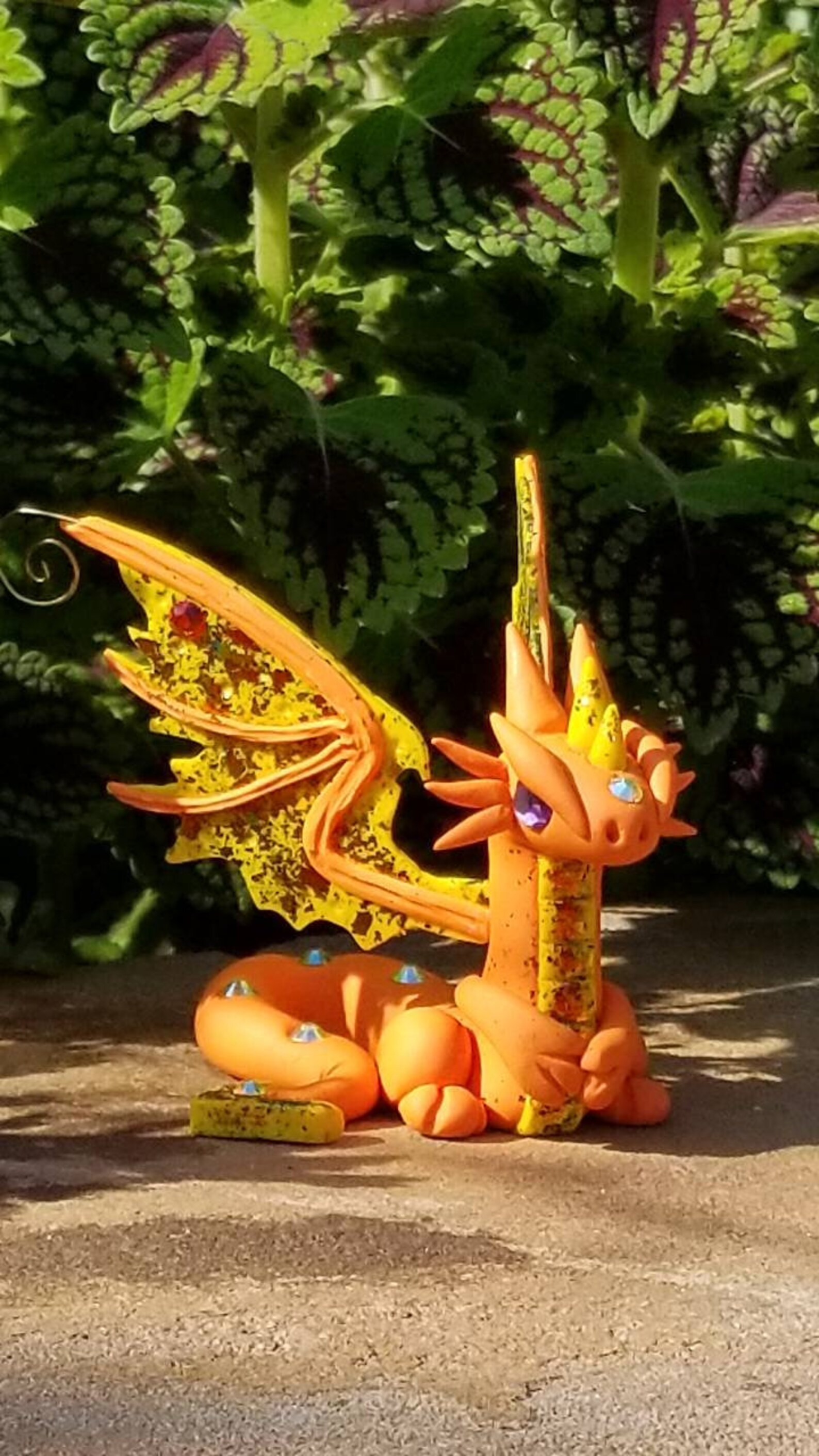 Orange Dragon Statue, Sculpture, Polymer Clay, Unique Gift, Fantasy