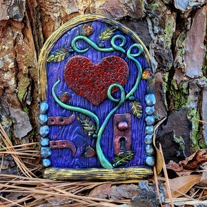 FAIRY DOOR – miniature door, garden décor, gnome cottage, fantasy, fairytale, tealight candle, OOAK, unique gift, handmade; polymer clay