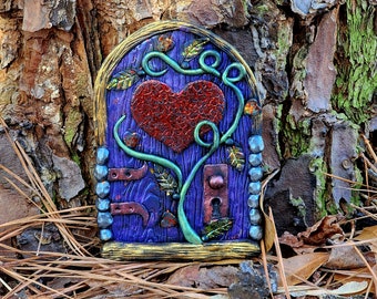 FAIRY DOOR – miniature door, garden décor, gnome cottage, fantasy, fairytale, tealight candle, OOAK, unique gift, handmade; polymer clay