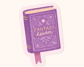 Fantasy Reader Sticker | Holographic Book Lover Decal (Approx. 7.5 x 5 cm)