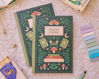 Forest Reading Journal: Book Review Notebook with Bookshelf Tracker
