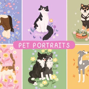 Personalised Pet Portrait | Custom Pet Illustration | Hand Drawn Digital Dog & Cat Portraits | Customised Pet Gift, Pet Art Christmas Gift