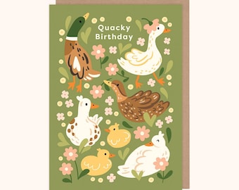 Duck Birthday Card – Funny Illustrated Animal Greeting