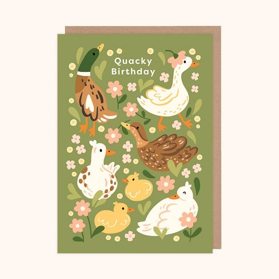 Duck Birthday Card – Funny Illustrated Animal Greeting