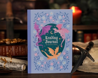 Dragon Reading Journal: Fantasy Book Review Notebook with Bookshelf Tracker - Book Lover Gift